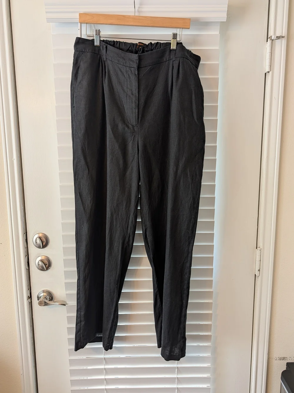 Quince Black Wide-Leg Linen-Blend Trousers